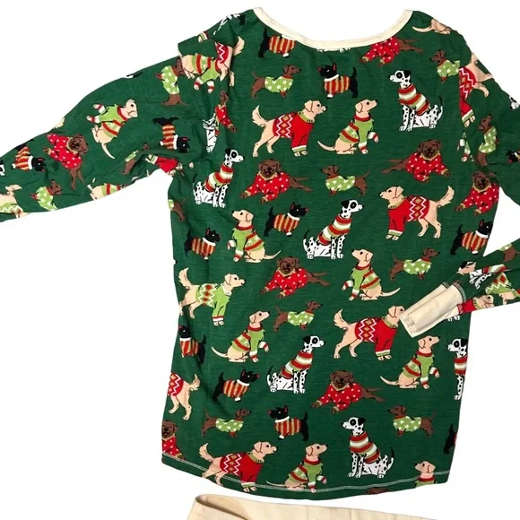 Little Blue House Women’s Green Woofing Christmas Dogs Pajama Set Size L - Picture 5 of 9